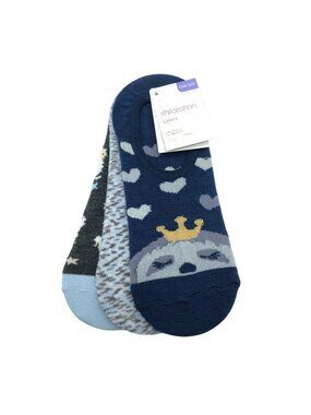 Xhilaration Womens Liners Socks Novelty Llama 3 Pack Blue One Size